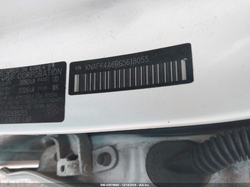 2016 Kia Forte Lx VIN: KNAFK4A60G5618055 Lot: 43970680
