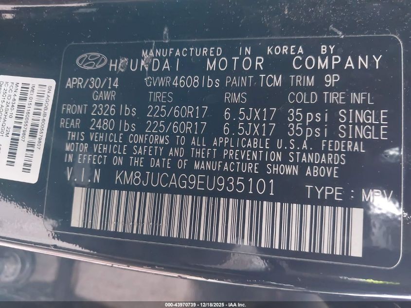 2014 Hyundai Tucson Walking Dead Edition VIN: KM8JUCAG9EU935101 Lot: 43970739