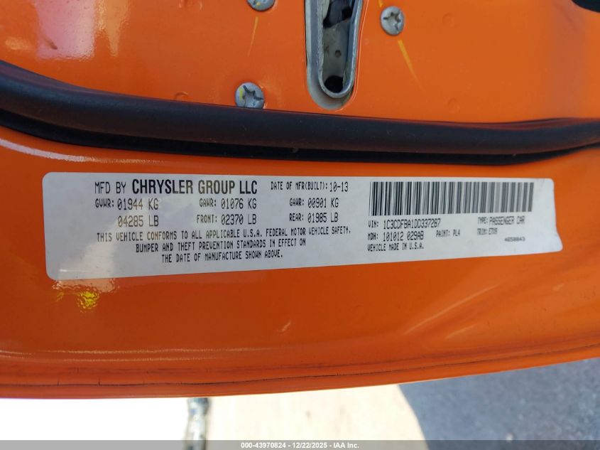 2013 Dodge Dart Sxt/Rallye VIN: 1C3CDFBA1DD337287 Lot: 43970824