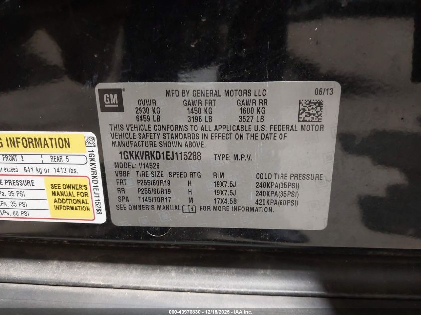 2014 GMC Acadia Slt-1 VIN: 1GKKVRKD1EJ115288 Lot: 43970830