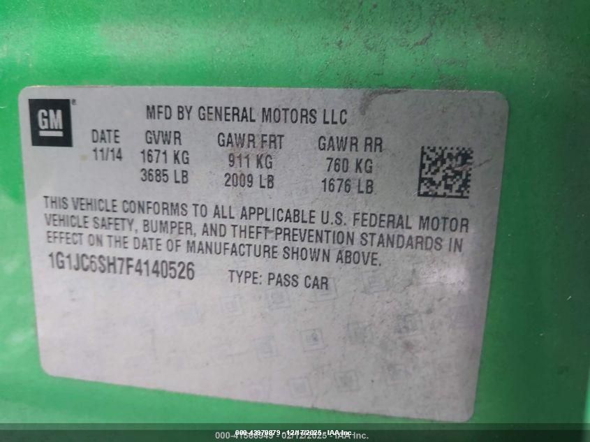 2015 Chevrolet Sonic Lt Auto VIN: 1G1JC6SH7F4140526 Lot: 43970879