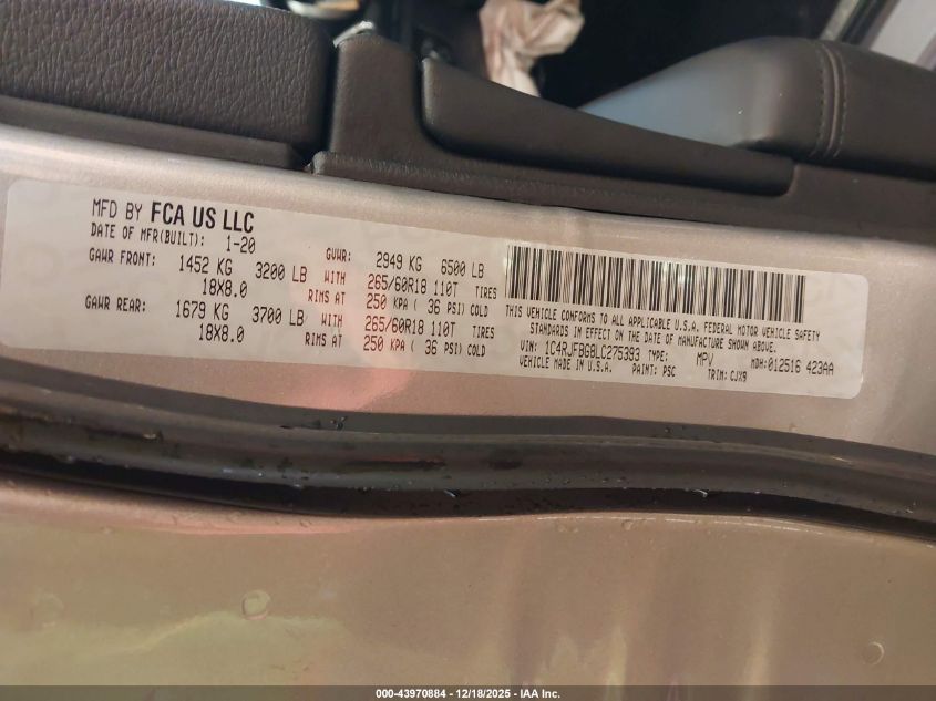 2020 Jeep Grand Cherokee Limited 4X4 VIN: 1C4RJFBG8LC275393 Lot: 43970884