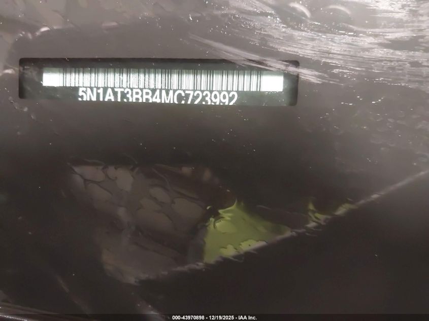 2021 Nissan Rogue Sv Intelligent Awd VIN: 5N1AT3BB4MC723992 Lot: 43970898