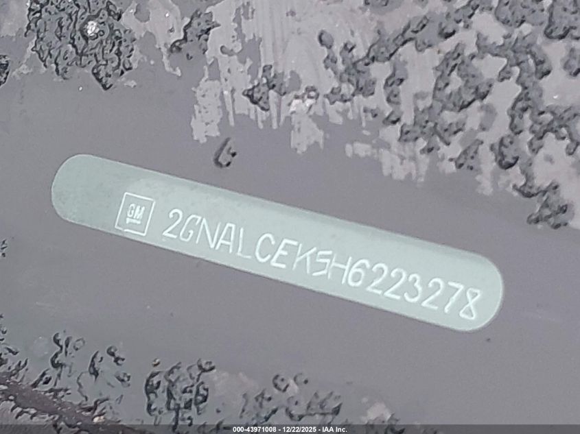 2017 Chevrolet Equinox Lt VIN: 2GNALCEK5H6223278 Lot: 43971008