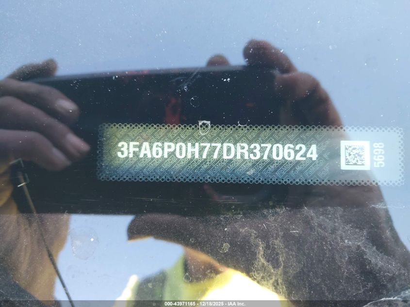 2013 Ford Fusion Se VIN: 3FA6P0H77DR370624 Lot: 43971165