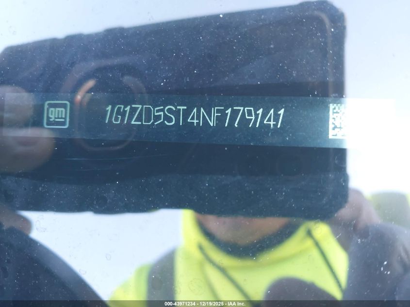 2022 Chevrolet Malibu Fwd Lt VIN: 1G1ZD5ST4NF179141 Lot: 43971234