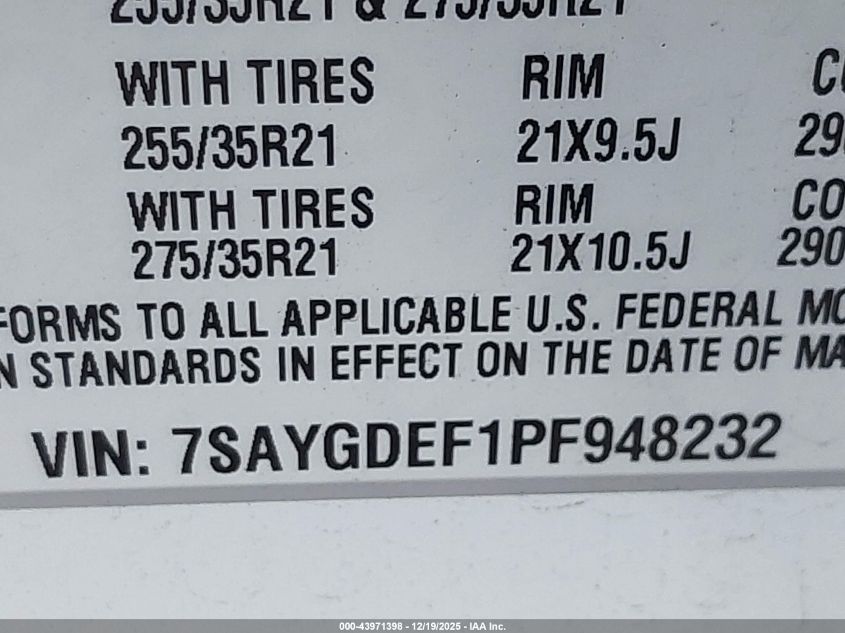 2023 Tesla Model Y Performance Dual Motor All-Wheel Drive VIN: 7SAYGDEF1PF948232 Lot: 43971398