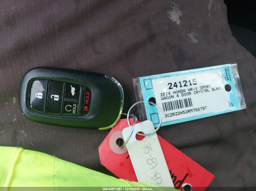 2024 Honda Hr-V Awd Sport/Awd Sport W/O Bsi VIN: 3CZRZ2H53RM758797 Lot: 43971467