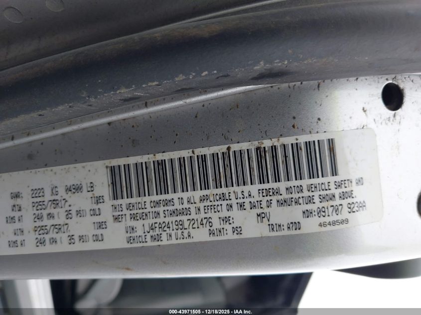 2009 Jeep Wrangler X VIN: 1J4FA24199L721476 Lot: 43971505