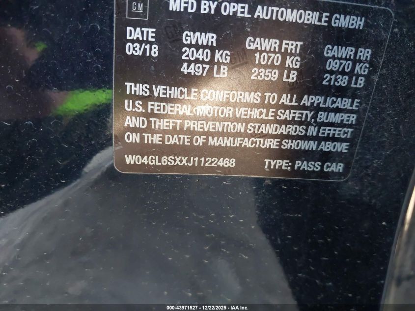 2018 Buick Regal Sportback Preferred VIN: W04GL6SXXJ1122468 Lot: 43971527