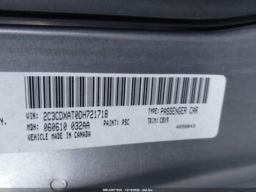 2013 Dodge Charger Police VIN: 2C3CDXAT0DH721718 Lot: 43971538
