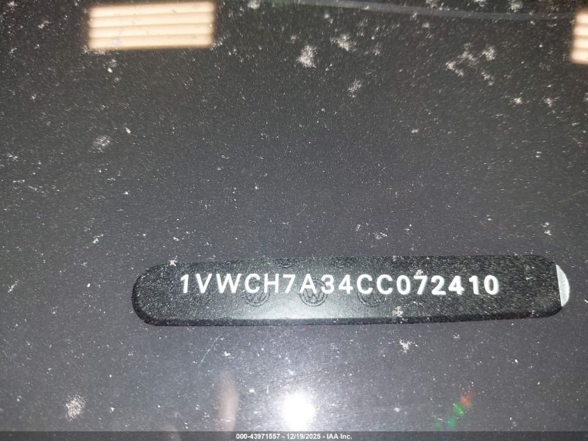 2012 Volkswagen Passat 2.5L Sel VIN: 1VWCH7A34CC072410 Lot: 43971557