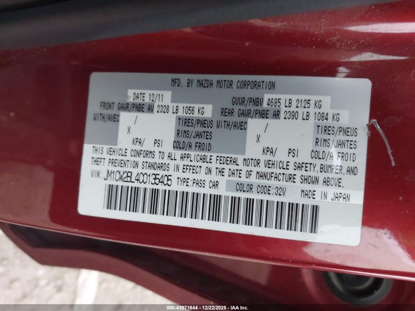 2012 Mazda Mazda5 Sport VIN: JM1CW2BL4C0135405 Lot: 43971644