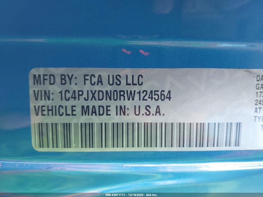 2024 Jeep Wrangler 4-Door Sport S 4X4 VIN: 1C4PJXDN0RW124564 Lot: 43971711