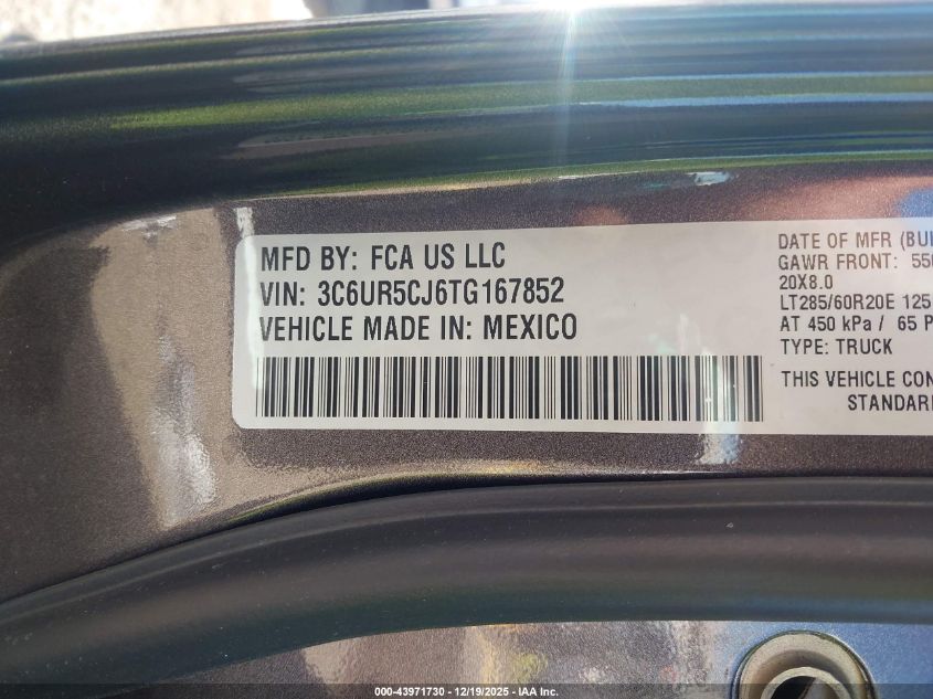 2026 Ram 2500 Warlock 4X4 6'4 Box VIN: 3C6UR5CJ6TG167852 Lot: 43971730