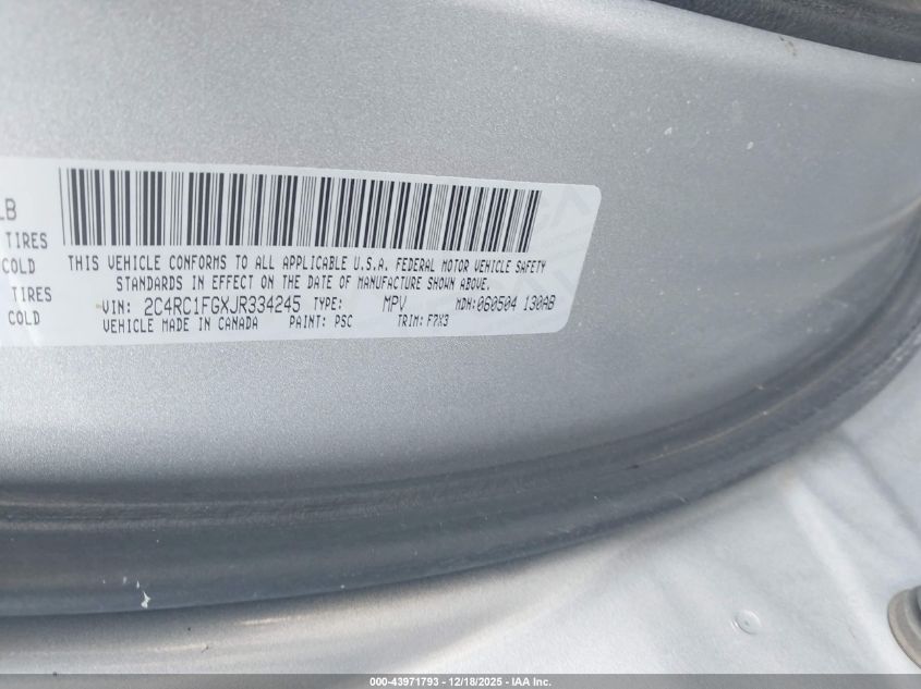 2018 Chrysler Pacifica Touring Plus VIN: 2C4RC1FGXJR334245 Lot: 43971793