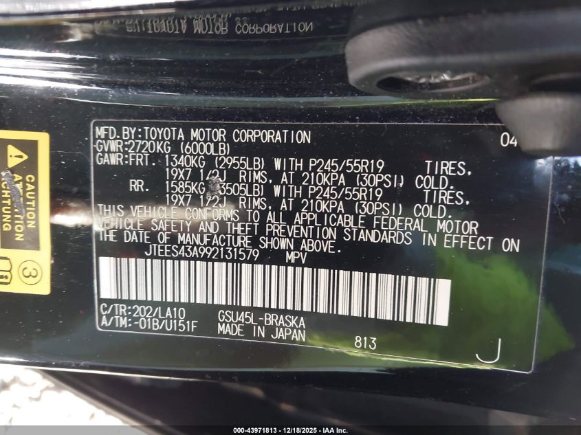 2009 Toyota Highlander Sport VIN: JTEES43A992131579 Lot: 43971813