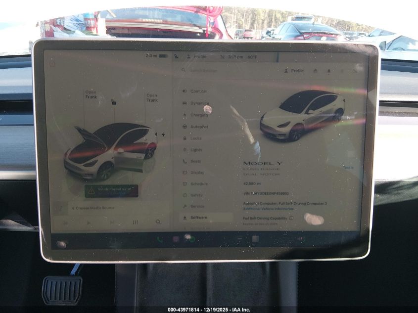 2022 Tesla Model Y Long Range Dual Motor All-Wheel Drive VIN: 7SAYGDEE0NF459910 Lot: 43971814