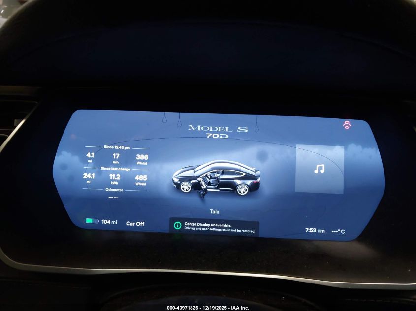 2015 Tesla Model S 70D/85D/P85D VIN: 5YJSA1S25FF086037 Lot: 43971826