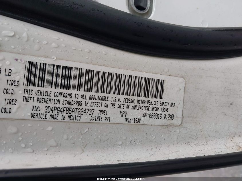 2010 Dodge Journey Se VIN: 3D4PG4FB5AT224737 Lot: 43971891