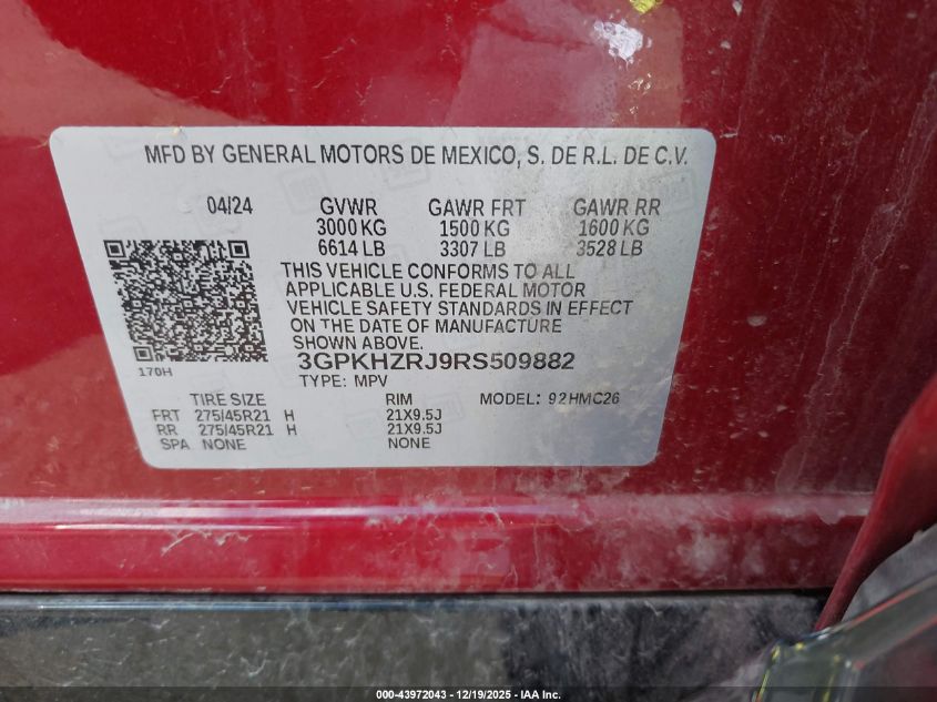 2024 Honda Prologue Elite VIN: 3GPKHZRJ9RS509882 Lot: 43972043