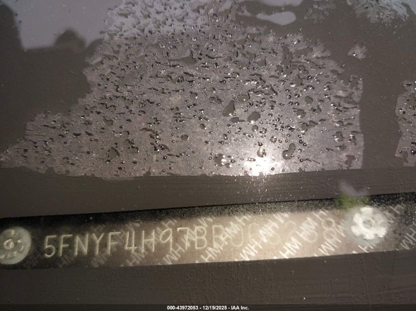 2011 Honda Pilot Touring VIN: 5FNYF4H97BB066268 Lot: 43972053