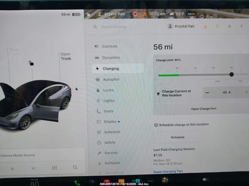2019 Tesla Model 3 Long Range/Performance VIN: 5YJ3E1EB7KF437559 Lot: 43972078