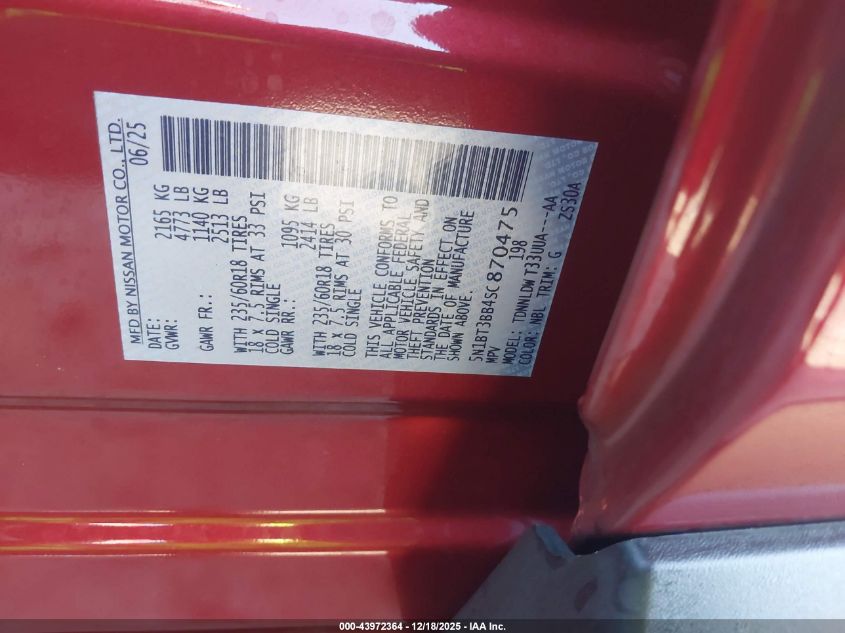 2025 Nissan Rogue Sv Intelligent Awd VIN: 5N1BT3BB4SC870475 Lot: 43972364