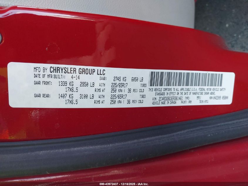 2014 Dodge Grand Caravan Se VIN: 2C4RDGBG3ER361461 Lot: 43972437