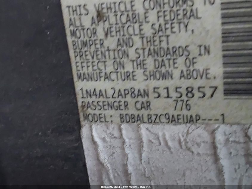 2007 Nissan Altima 2.5 S VIN: 1N4AL21E47C197092 Lot: 43972684