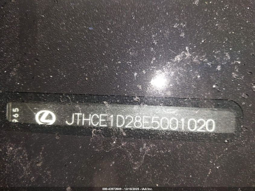 2014 Lexus Is 350 VIN: JTHCE1D28E5001020 Lot: 43972689