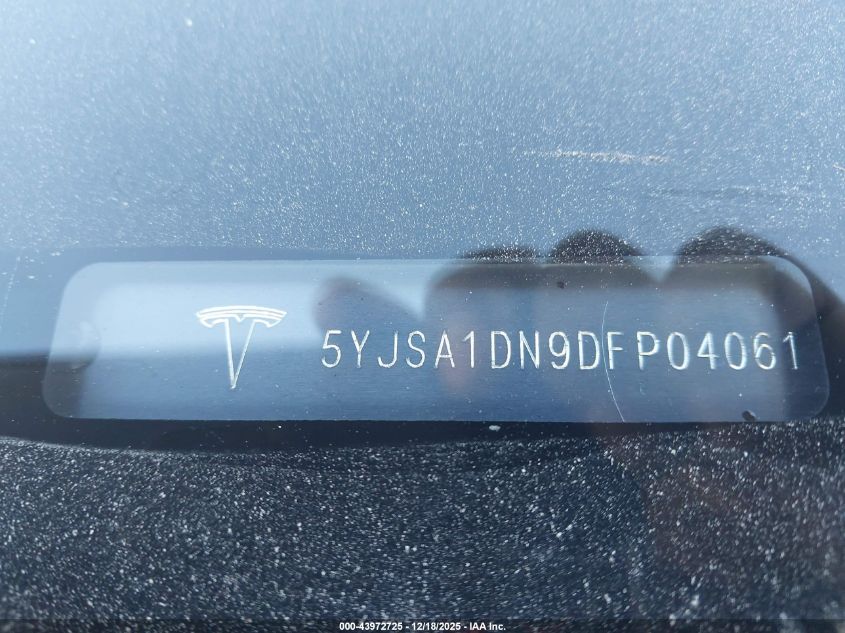 2013 Tesla Model S VIN: 5YJSA1DN9DFP04061 Lot: 43972725