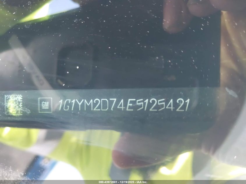 2014 Chevrolet Corvette Stingray Z51 VIN: 1G1YM2D74E5125421 Lot: 43972881