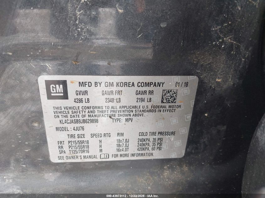 2018 Buick Encore Preferred VIN: KL4CJASB9JB629898 Lot: 43973112