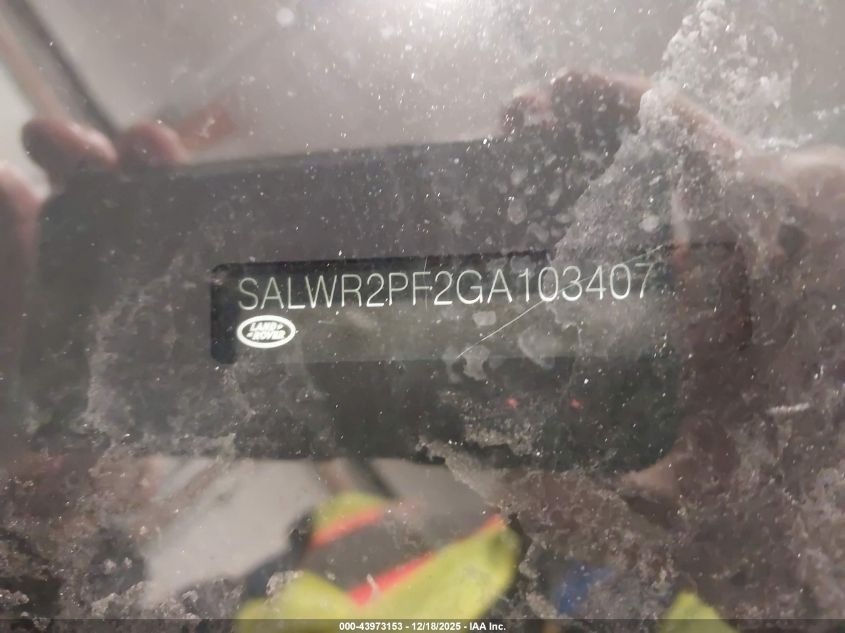 2016 Land Rover Range Rover Sport 3.0L V6 Supercharged Hse VIN: SALWR2PF2GA103407 Lot: 43973153