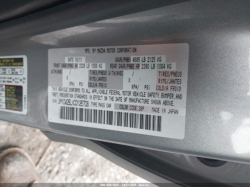 2012 Mazda Mazda5 Sport VIN: JM1CW2BLXC0126708 Lot: 43973227