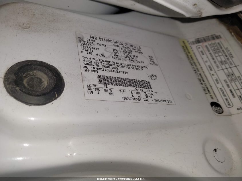 2004 Ford Expedition Nbx/Xlt VIN: 1FMPU16L54LB10990 Lot: 43973271