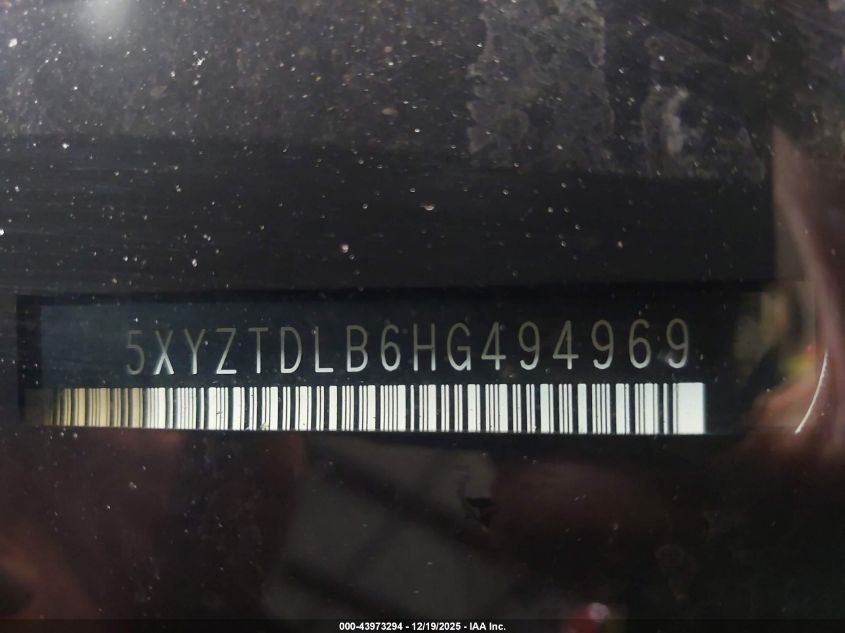 2017 Hyundai Santa Fe Sport 2.4L VIN: 5XYZTDLB6HG494969 Lot: 43973294