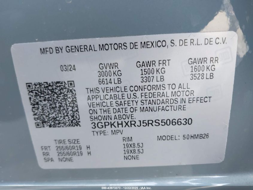 2024 Honda Prologue Touring VIN: 3GPKHXRJ5RS506630 Lot: 43973373