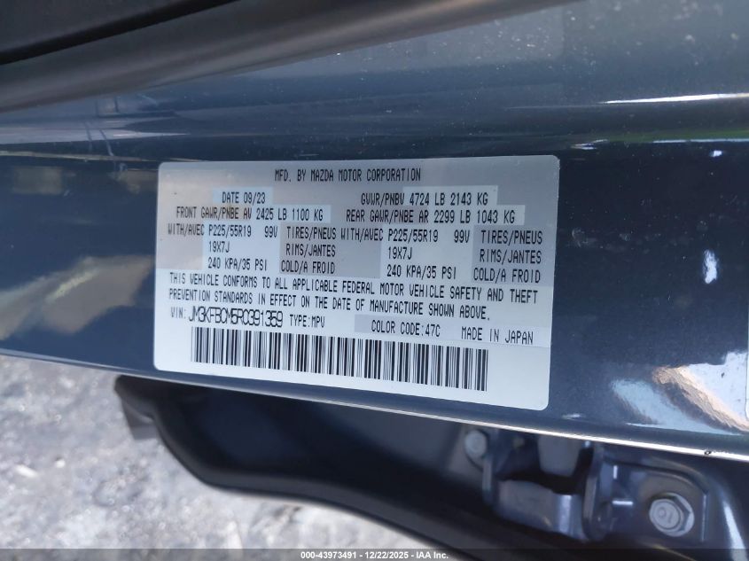 2024 Mazda Cx-5 2.5 S Carbon Edition VIN: JM3KFBCM5R0391359 Lot: 43973491