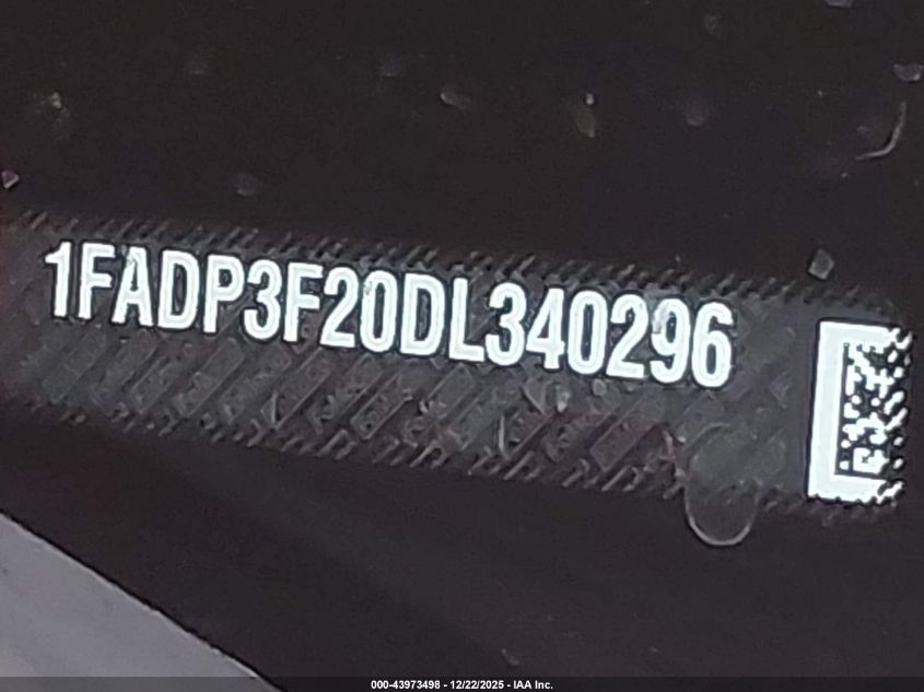 2013 Ford Focus Se VIN: 1FADP3F20DL340296 Lot: 43973498