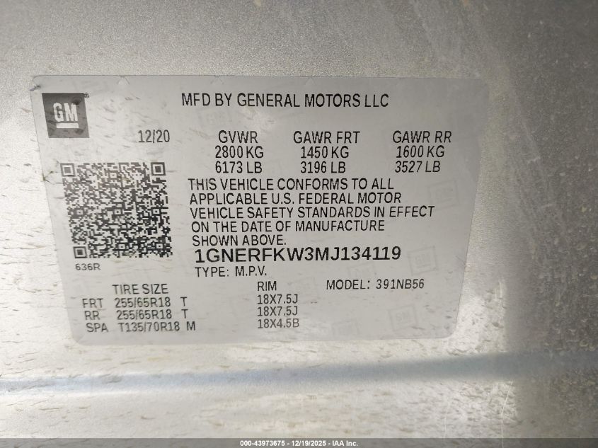 2021 Chevrolet Traverse Fwd Ls VIN: 1GNERFKW3MJ134119 Lot: 43973675