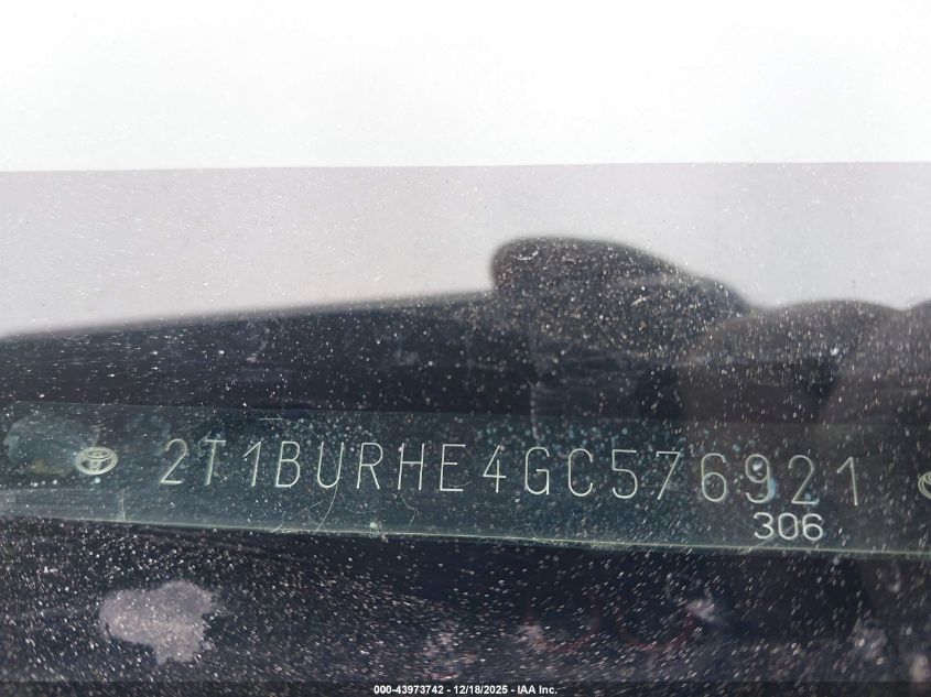 2016 Toyota Corolla S VIN: 2T1BURHE4GC576921 Lot: 43973742