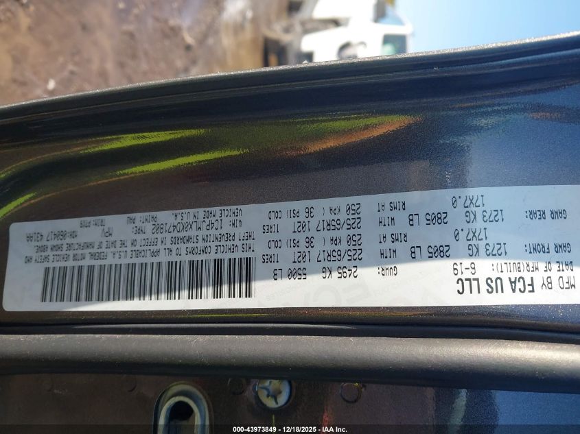 2019 Jeep Cherokee Latitude Plus 4X4 VIN: 1C4PJMLX0KD471802 Lot: 43973849