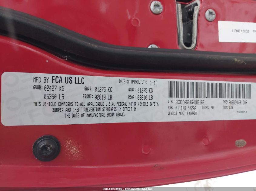 2016 Chrysler 300 300S VIN: 2C3CCAGG4GH183166 Lot: 43973946