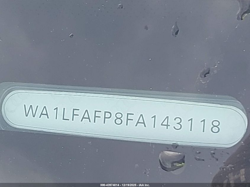 2015 Audi Q5 2.0T Premium VIN: WA1LFAFP8FA143118 Lot: 43974014