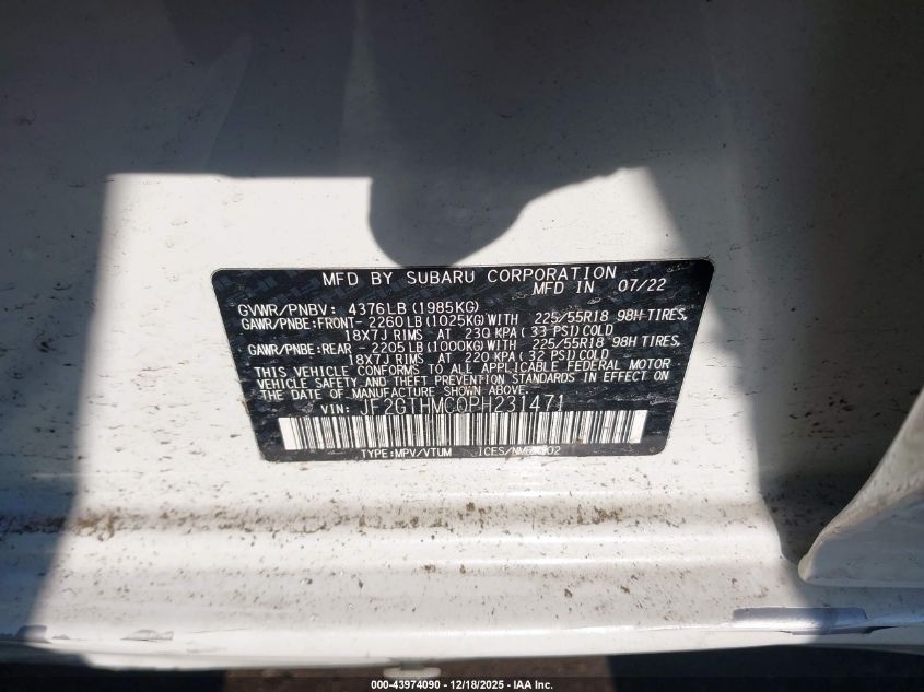 2023 Subaru Crosstrek Limited VIN: JF2GTHMC0PH231471 Lot: 43974090