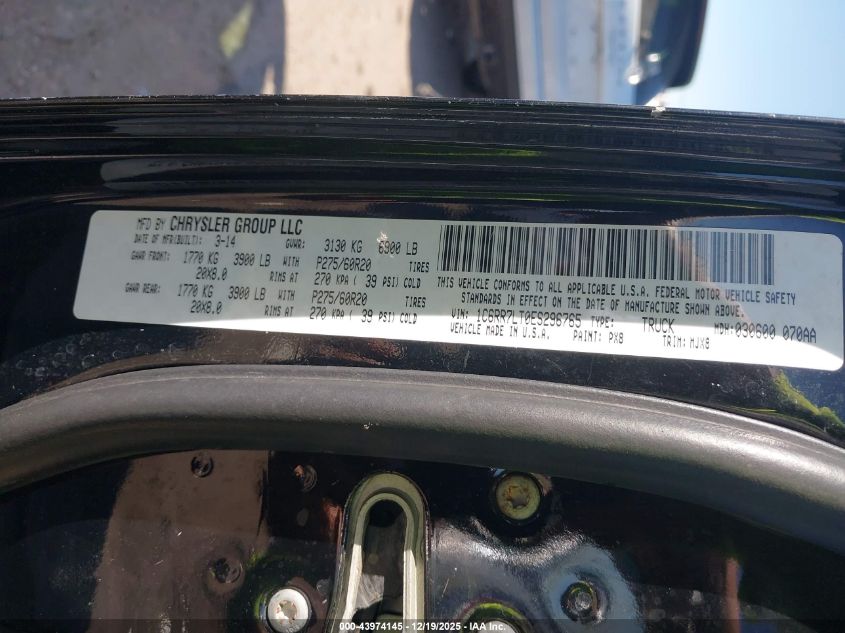 2014 Ram 1500 Lone Star VIN: 1C6RR7LT0ES296765 Lot: 43974145