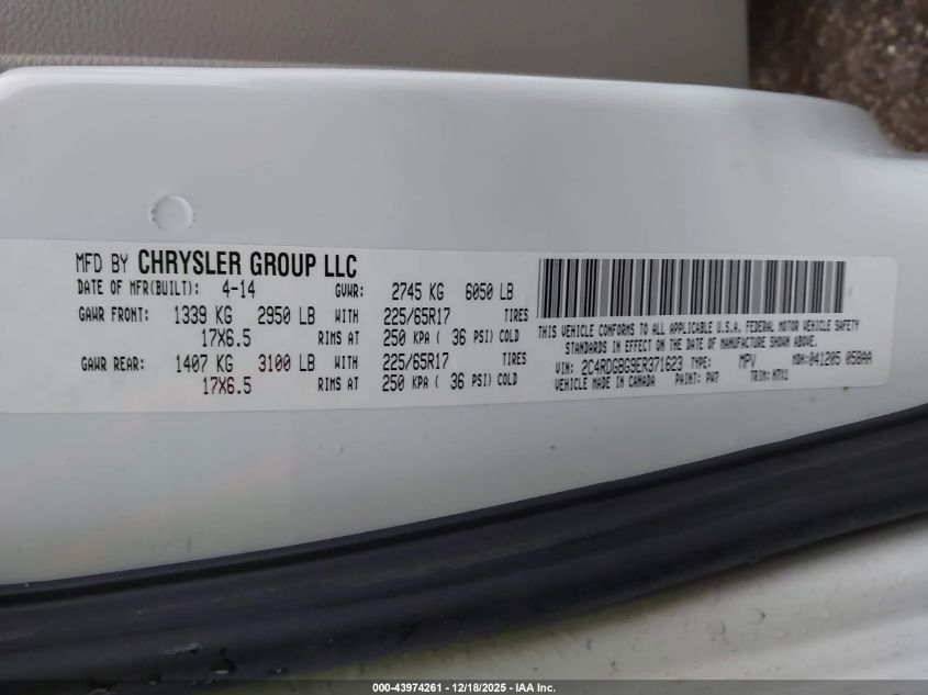 2014 Dodge Grand Caravan Se 30Th Anniversary VIN: 2C4RDGBG9ER371623 Lot: 43974261