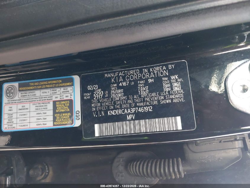 2023 Kia Seltos Ex VIN: KNDERCAA3P7461912 Lot: 43974357